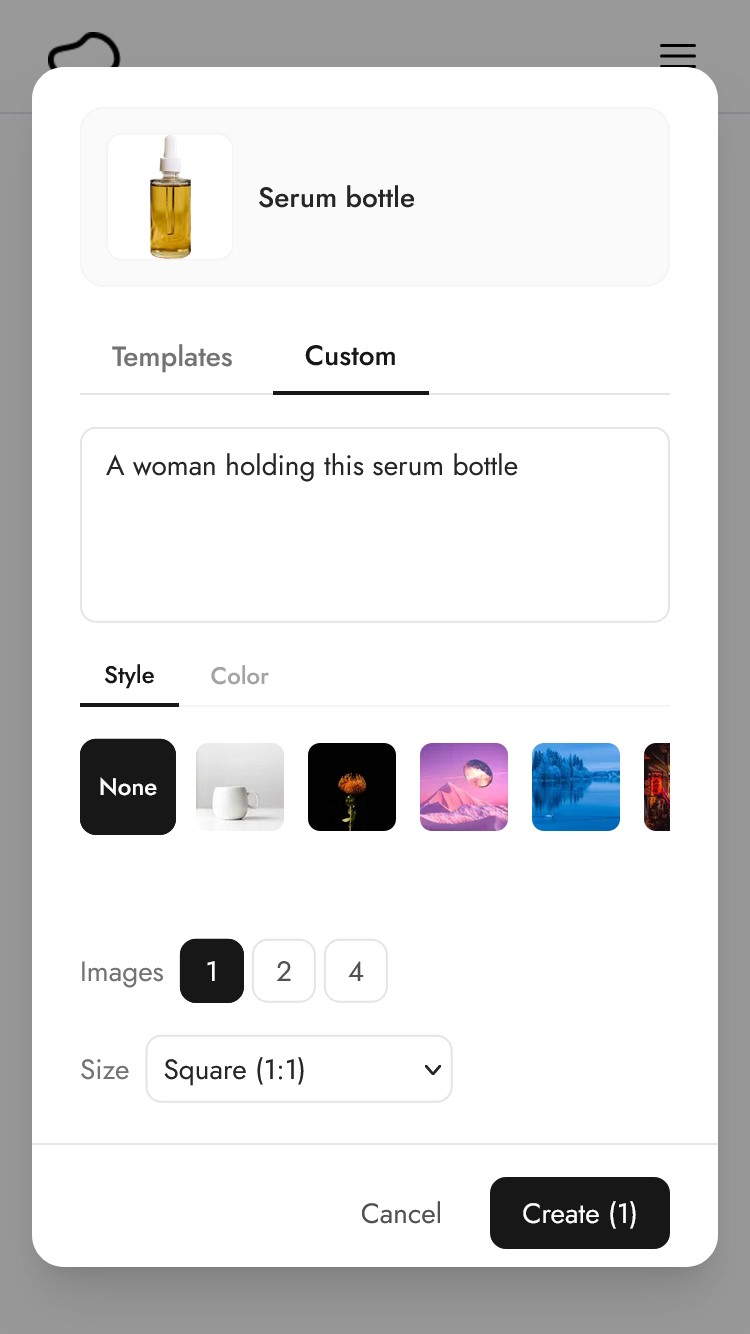 Using a custom prompt in Pebblely
