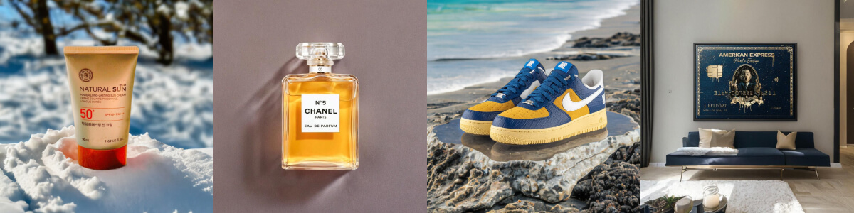 Product images with reflections and shadows