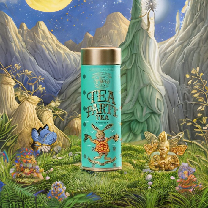 A drink with an illustrated background